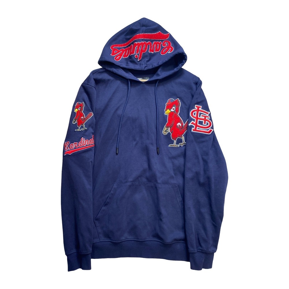 St Louis Cardinals MLB Hoodie Navy Blue Fredbird Embroidered Pullover Mens M